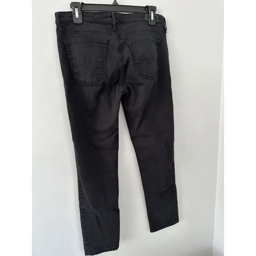 AG Adriano Goldschmied Womens Black Cotton Blend Denim Skinny Jeans Size 30R